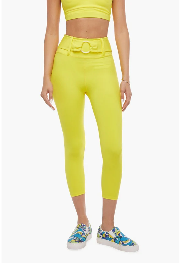 Faux Belt Capri Leggings - Image 2