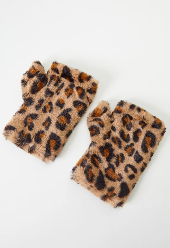 Faux Fur Fingerless Mittens - Image 2