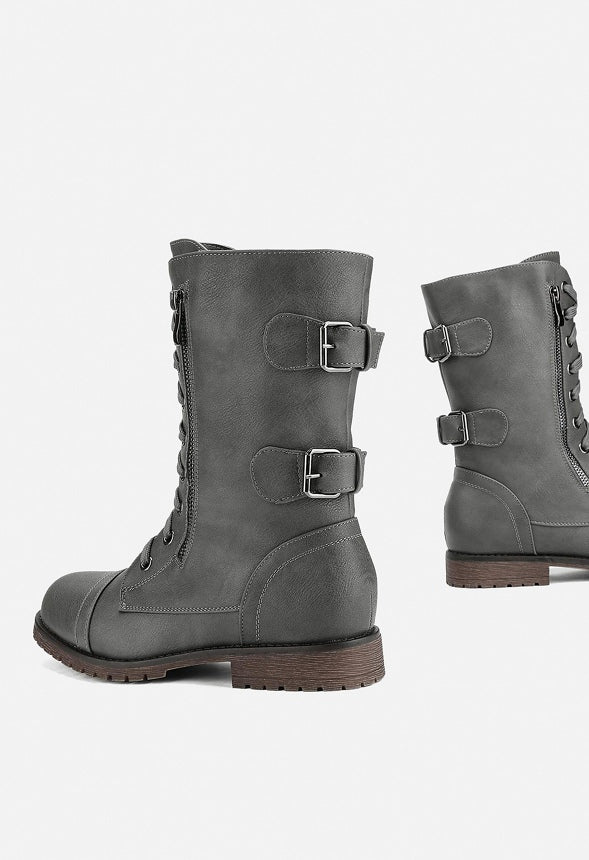 Faux Fur Mid Calf Combat Boot - Image 2