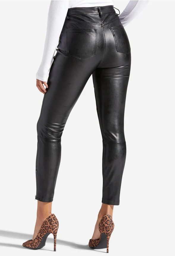 Faux Leather Biker Pants - Image 3