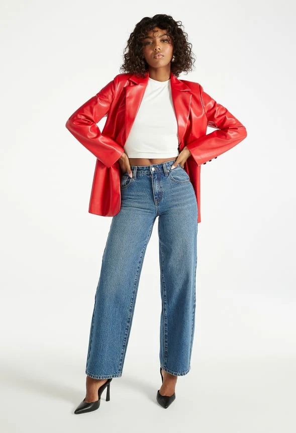 Faux Leather Blazer - Image 4