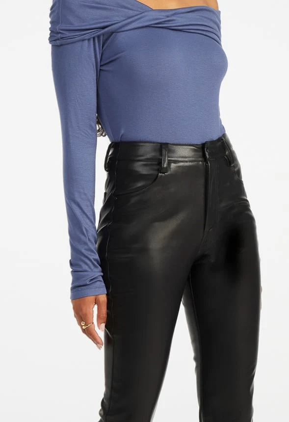Faux Leather Bootcut Pants - Image 3