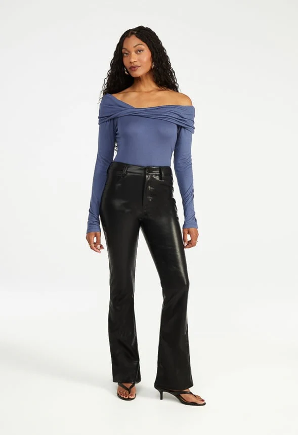 Faux Leather Bootcut Pants - Image 4