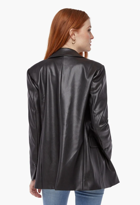 Faux Leather City Blazer - Image 2