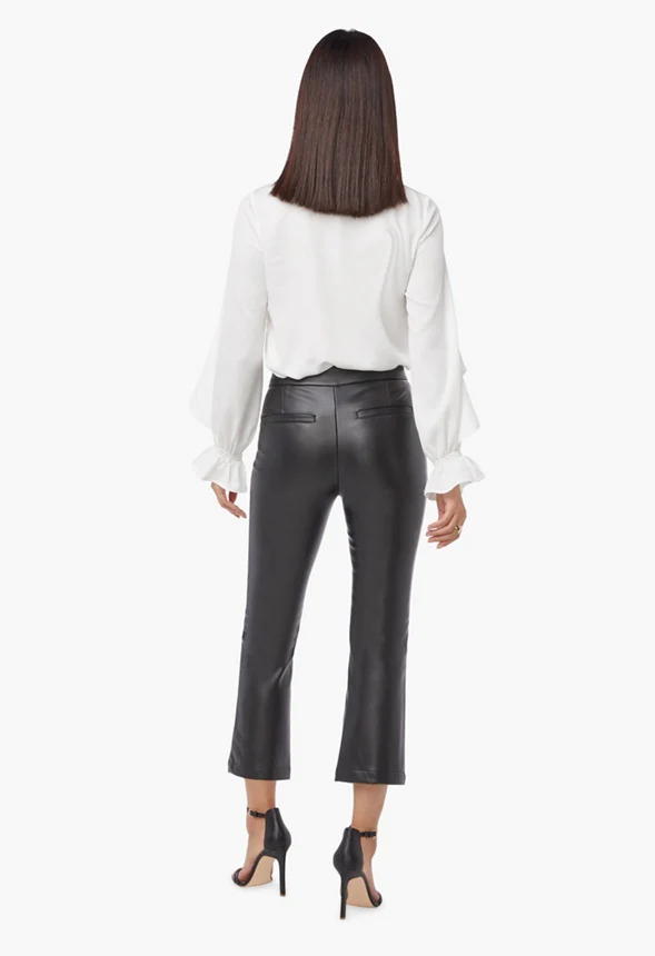 Faux Leather Cropped Trousers - Image 3