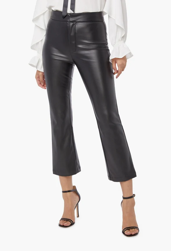 Faux Leather Cropped Trousers - Image 5