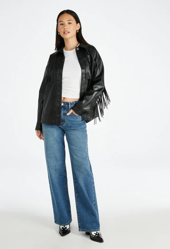 Faux Leather Fringe Jacket - Image 5