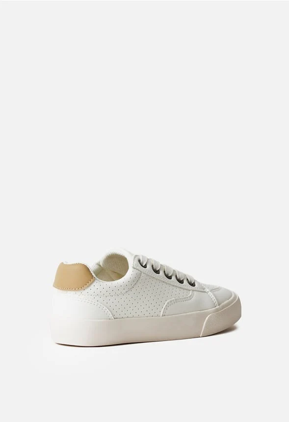 Faux Leather Lace Up Court Sneaker - Image 4