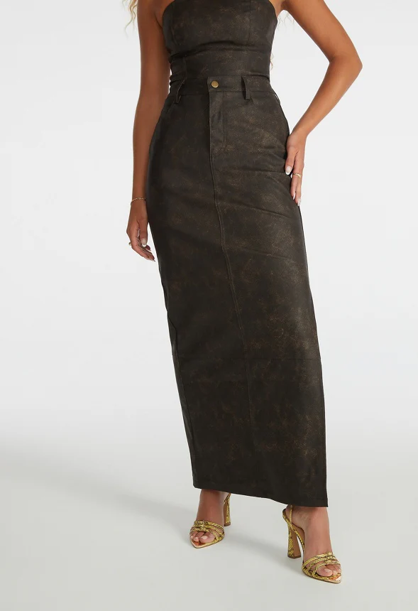 Faux Leather Maxi Skirt - Image 3