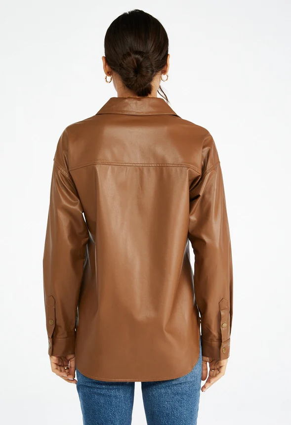 Faux Leather Men's Shirt - Image 2