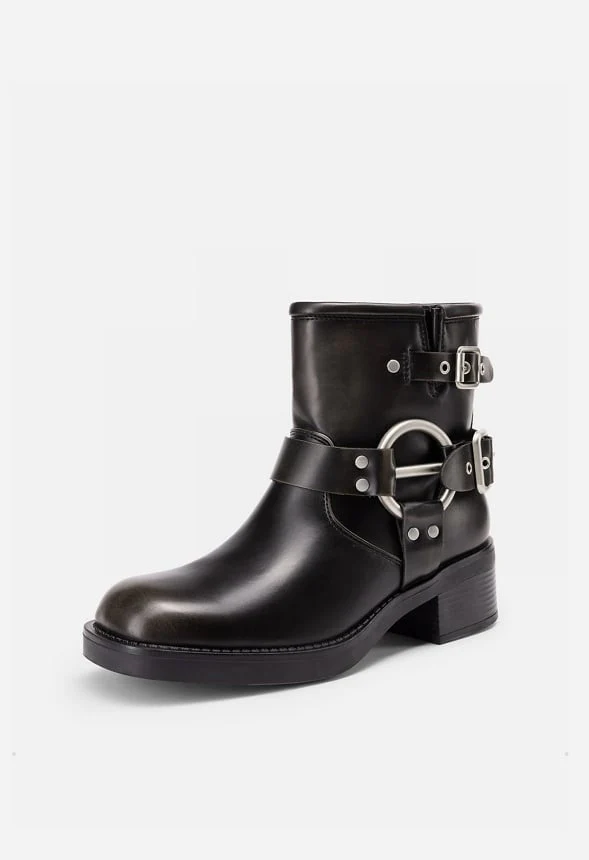 Faux Leather Moto-Inspired Comfort Boots - Image 3