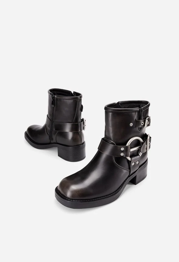 Faux Leather Moto-Inspired Comfort Boots - Image 5