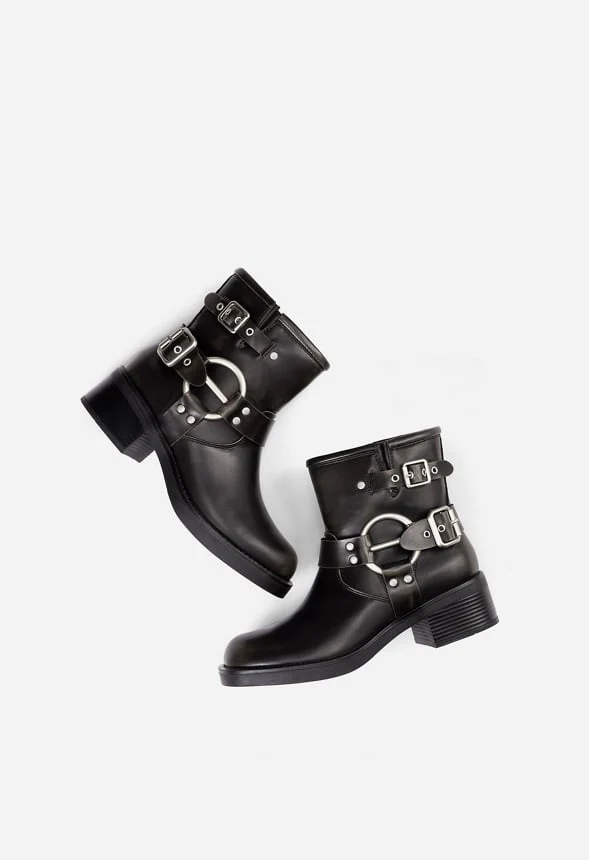 Faux Leather Moto-Inspired Comfort Boots - Image 6