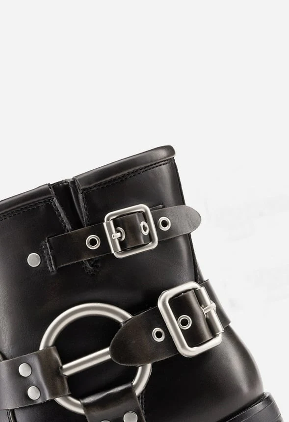 Faux Leather Moto-Inspired Comfort Boots - Image 7