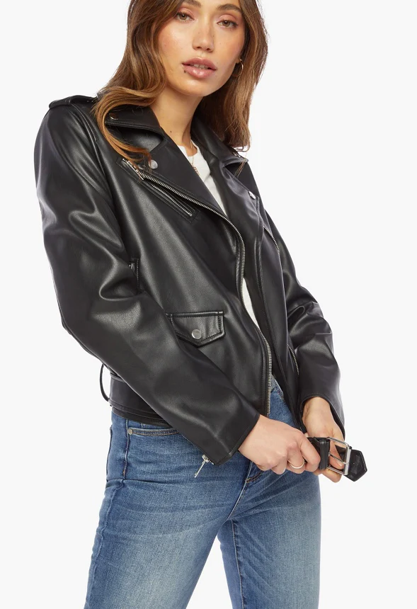 Faux Leather Moto Jacket - Image 4