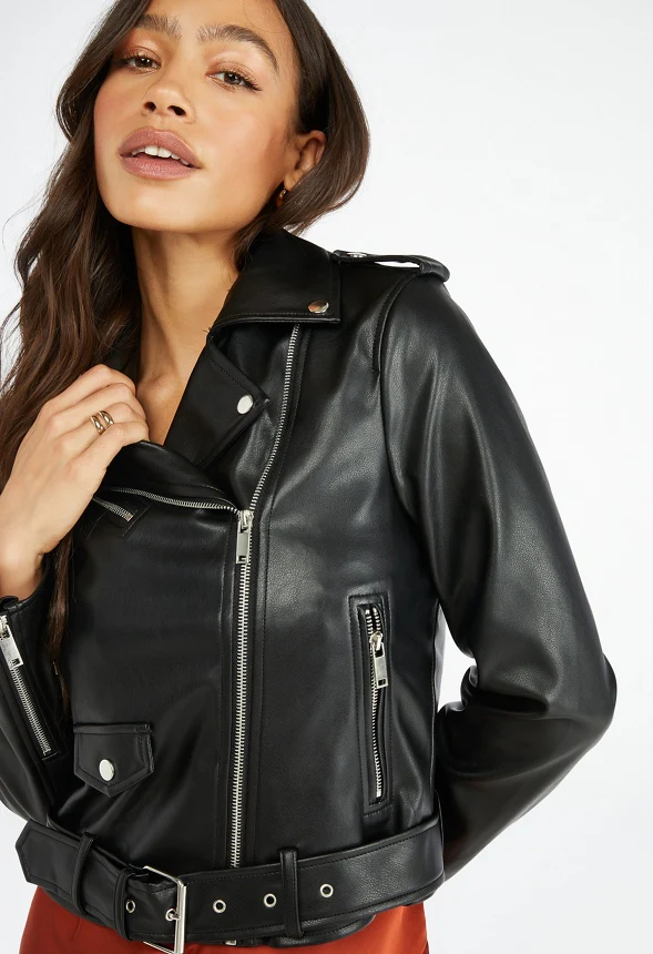 Faux Leather Moto Jacket - Image 3