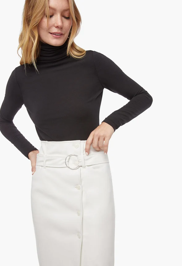 Faux Leather Paperbag Midi Skirt - Image 3