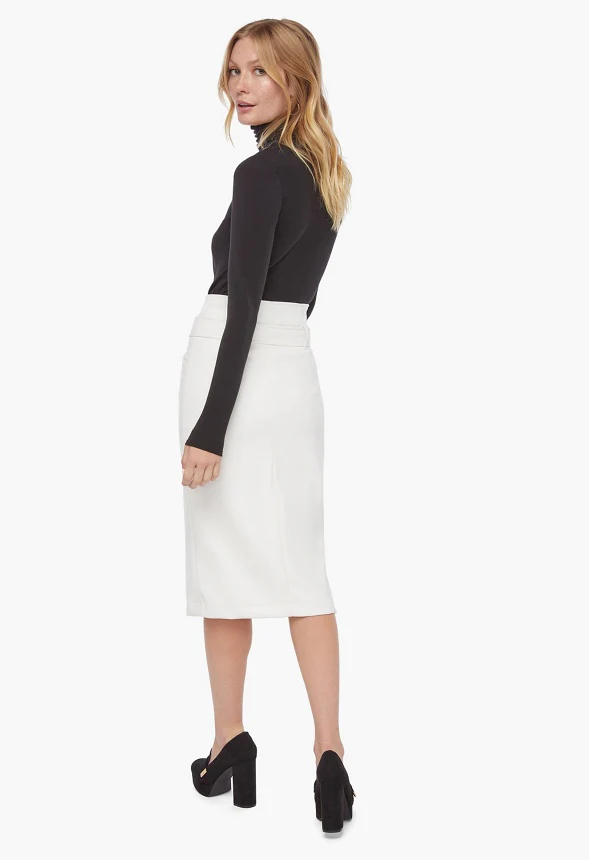 Faux Leather Paperbag Midi Skirt - Image 4