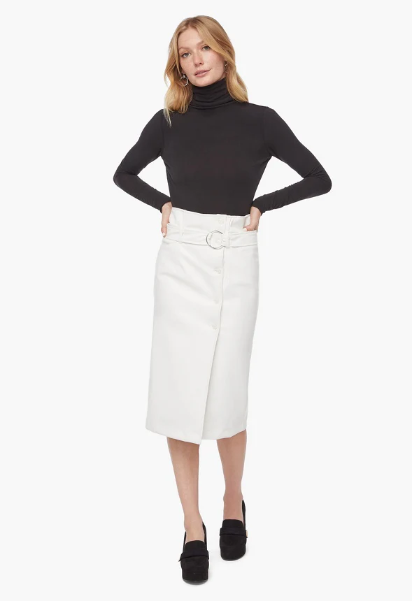 Faux Leather Paperbag Midi Skirt - Image 5