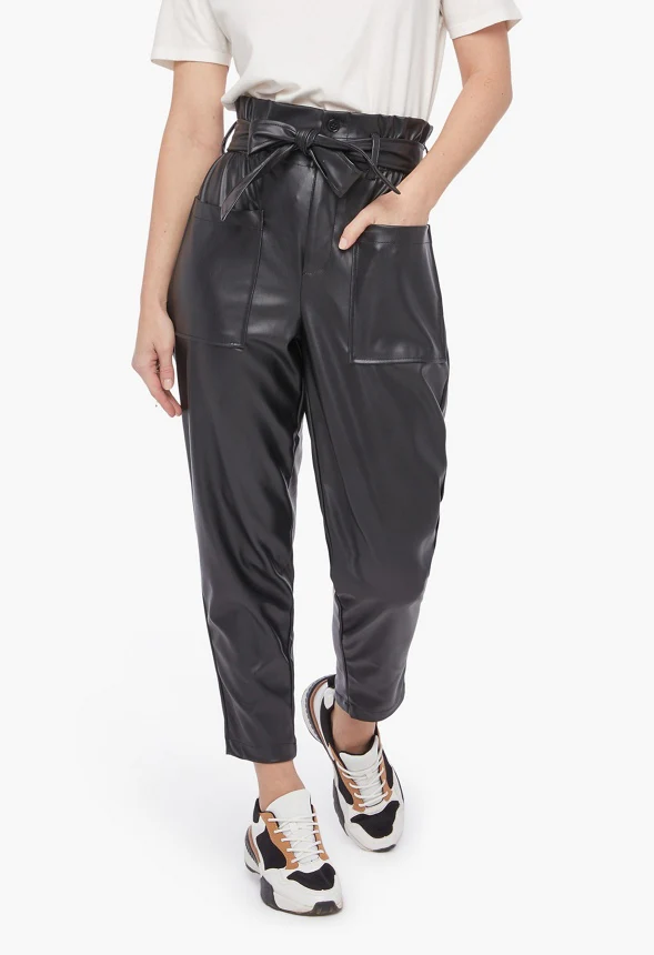 Faux Leather Paperbag Trousers - Image 2