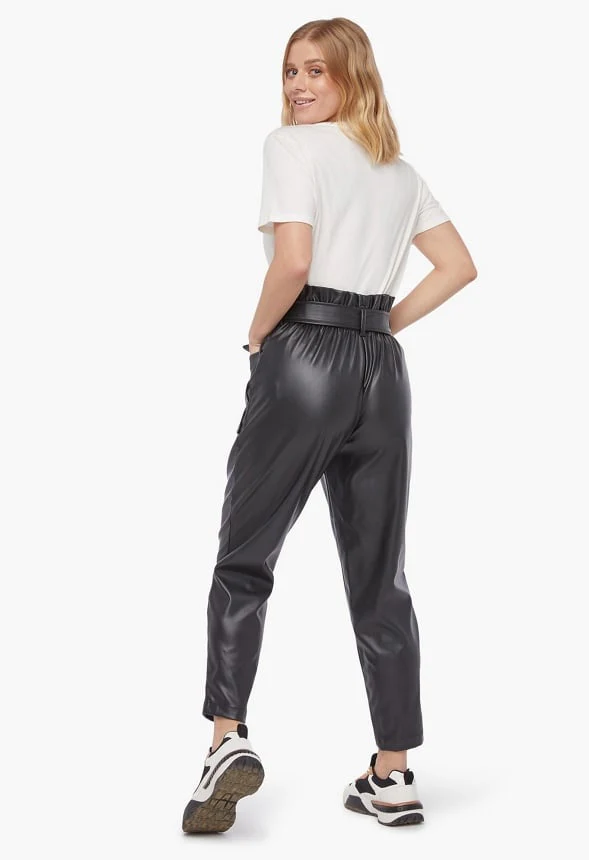 Faux Leather Paperbag Trousers - Image 3