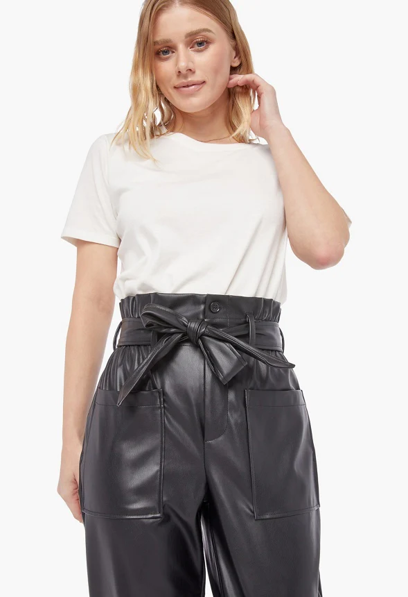 Faux Leather Paperbag Trousers - Image 4