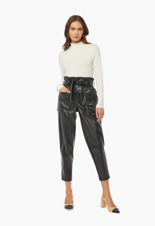 Faux Leather Paperbag Trousers - Image 5