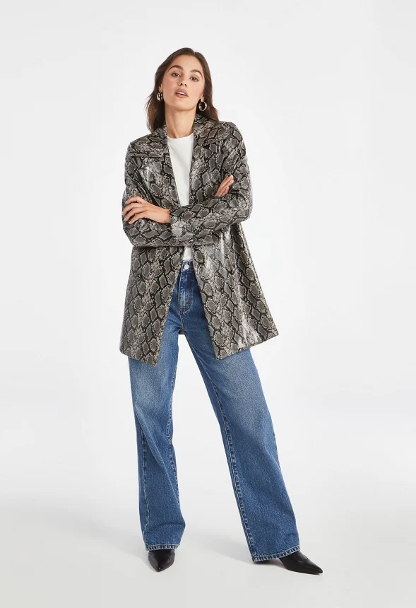 Faux Leather Pea Coat - Image 2