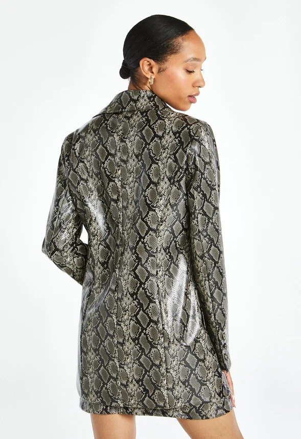 Faux Leather Pea Coat - Image 3