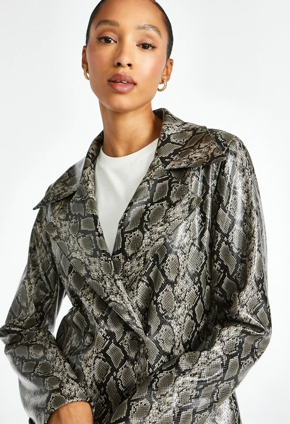 Faux Leather Pea Coat - Image 4