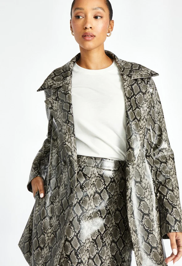 Faux Leather Pea Coat - Image 5
