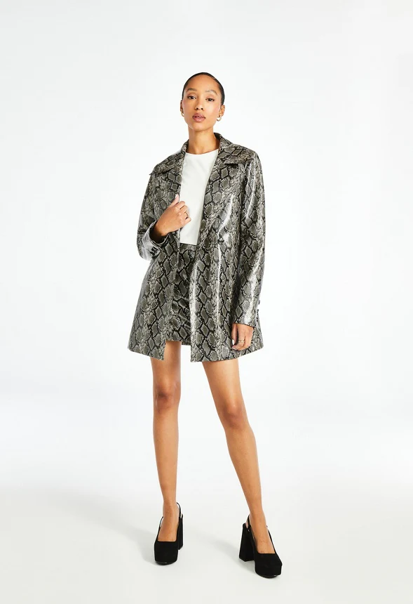 Faux Leather Pea Coat - Image 6