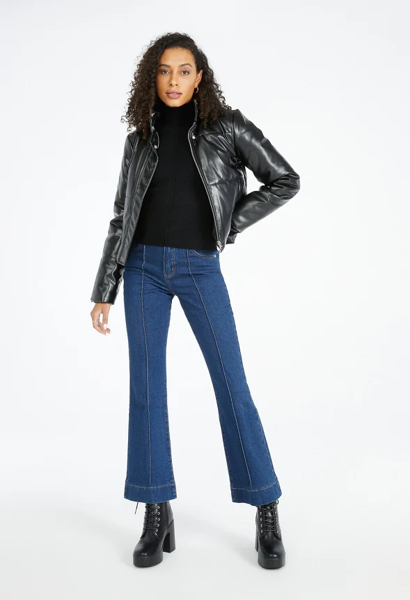 Faux Leather Puffer Jacket - Image 4