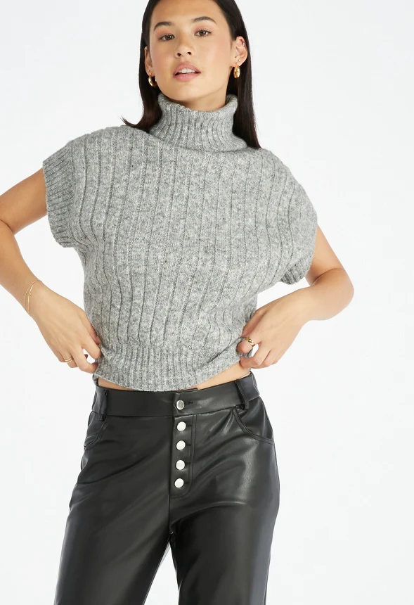 Faux Leather Straight Crop Pants - Image 3