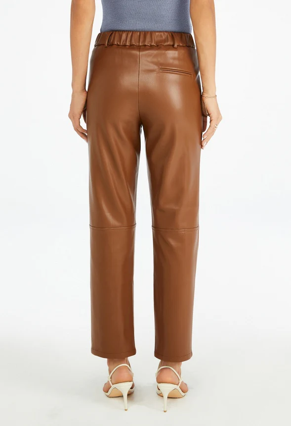 Faux Leather Straight Crop Pants - Image 2