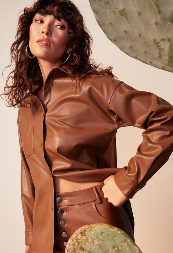 Faux Leather Straight Crop Pants - Image 6