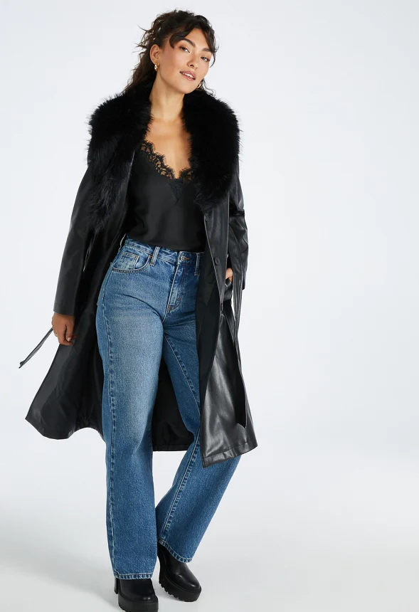 Faux Leather Trench Coat - Image 7