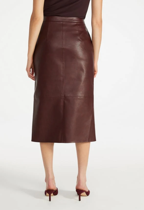 Faux Leather Utility Midi Skirt - Image 2