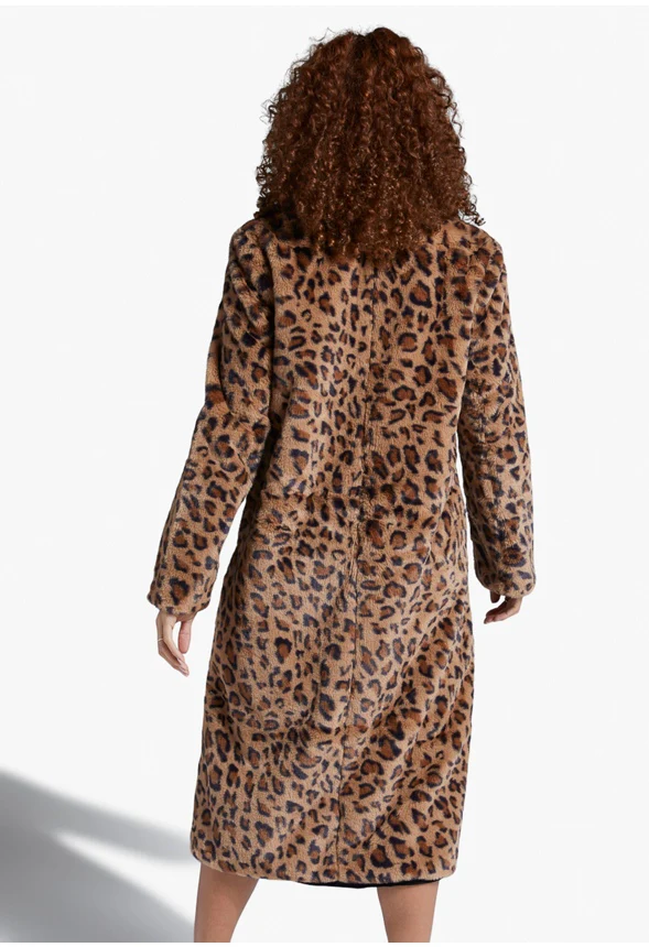 Faux Leopard Fur Coat - Image 2