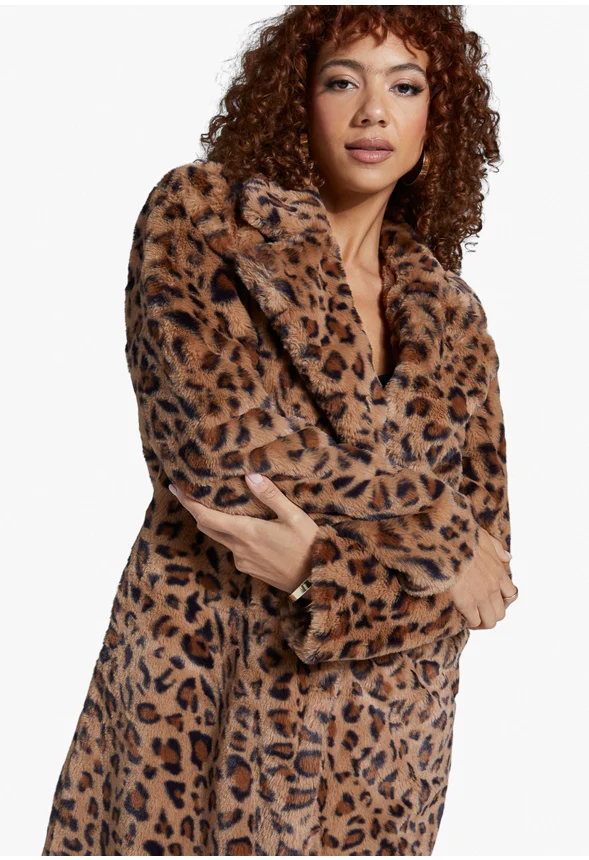 Faux Leopard Fur Coat - Image 3