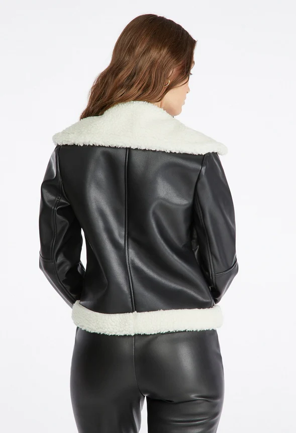 Faux Shearling Moto Jacket - Image 2