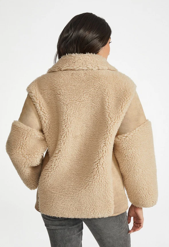 Faux Shearling Peacoat - Image 2