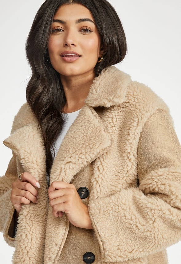 Faux Shearling Peacoat - Image 3