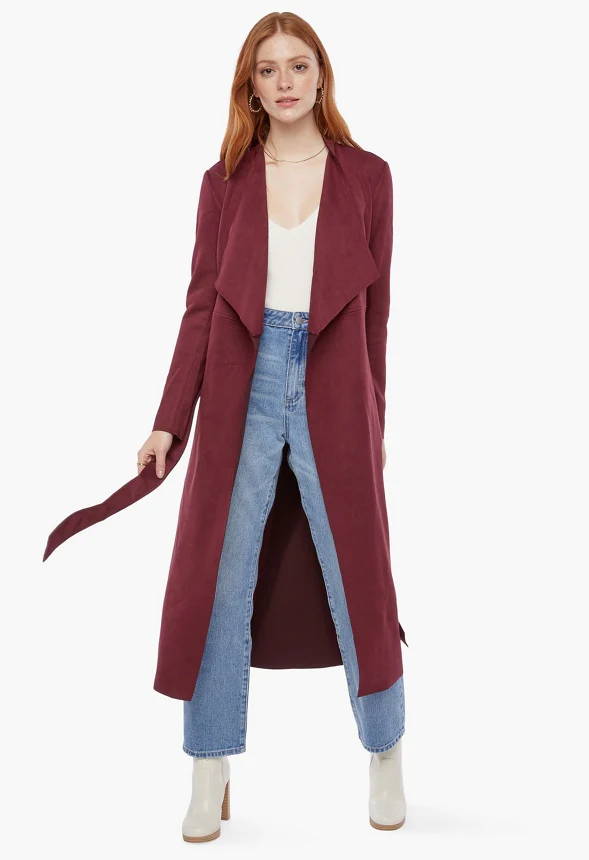 Faux Suede Drape Coat - Image 2