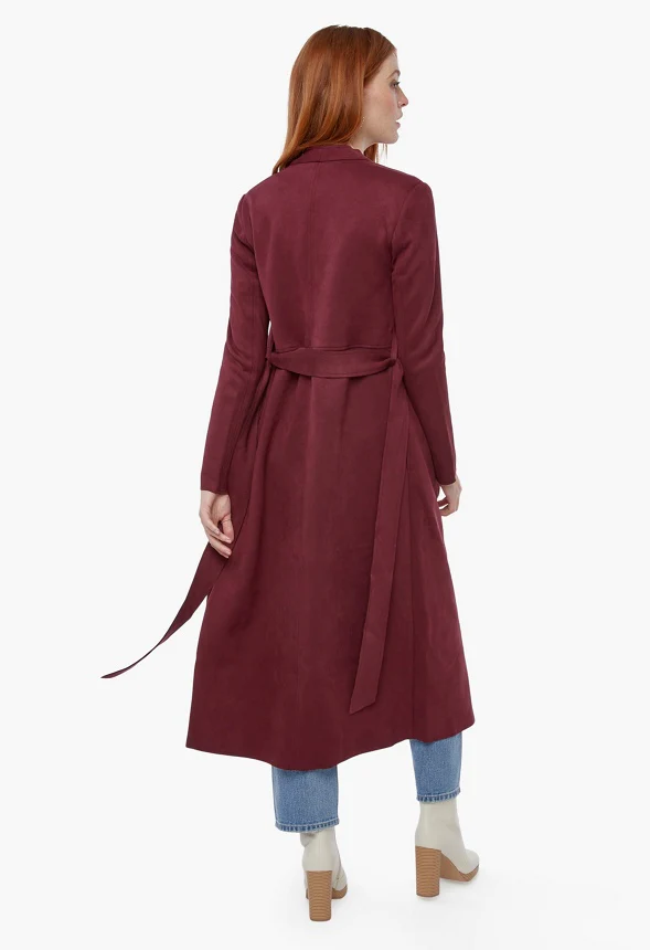 Faux Suede Drape Coat - Image 3