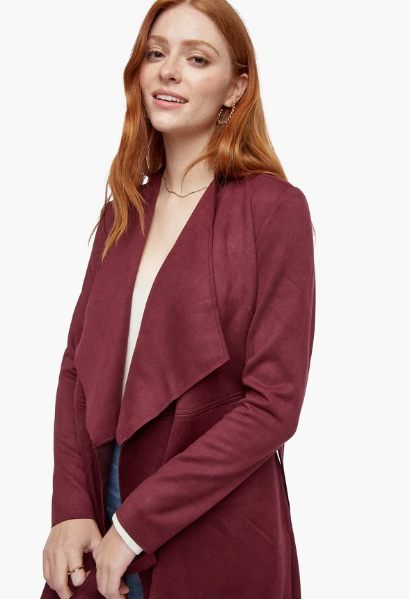Faux Suede Drape Coat - Image 4