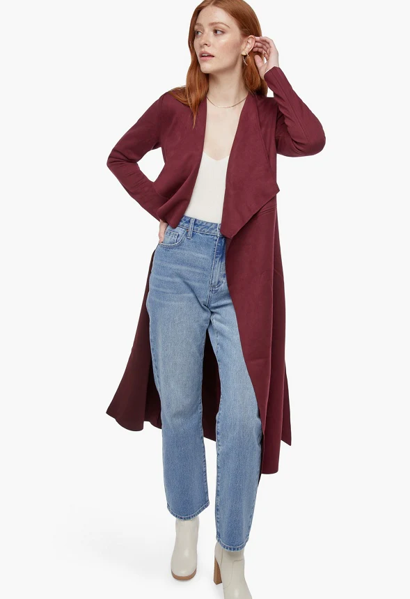 Faux Suede Drape Coat - Image 5