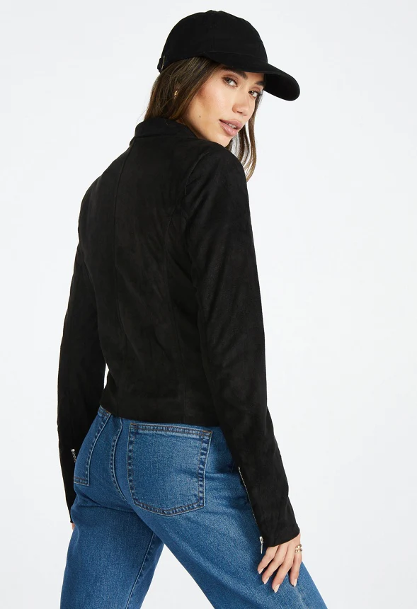 Faux Suede Moto Jacket - Image 2