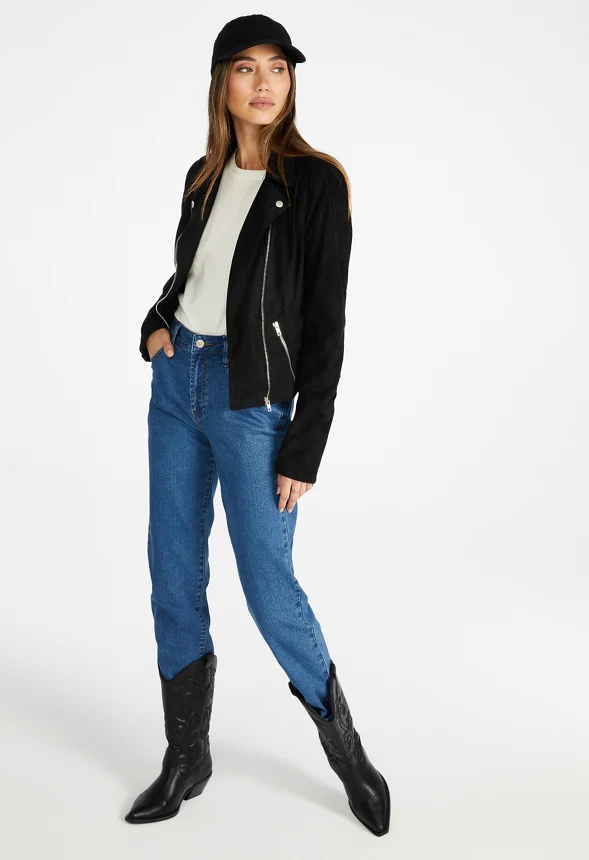 Faux Suede Moto Jacket - Image 4