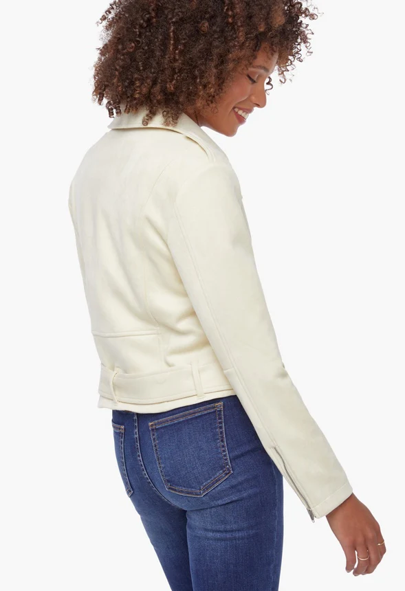 Faux Suede Moto Jacket - Image 4